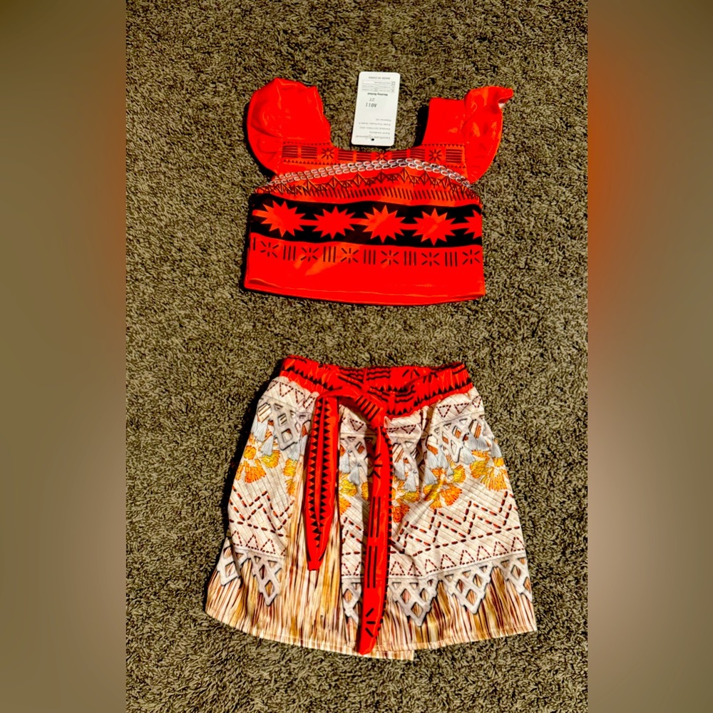 Kids Moana Costume Set - Red and Orange